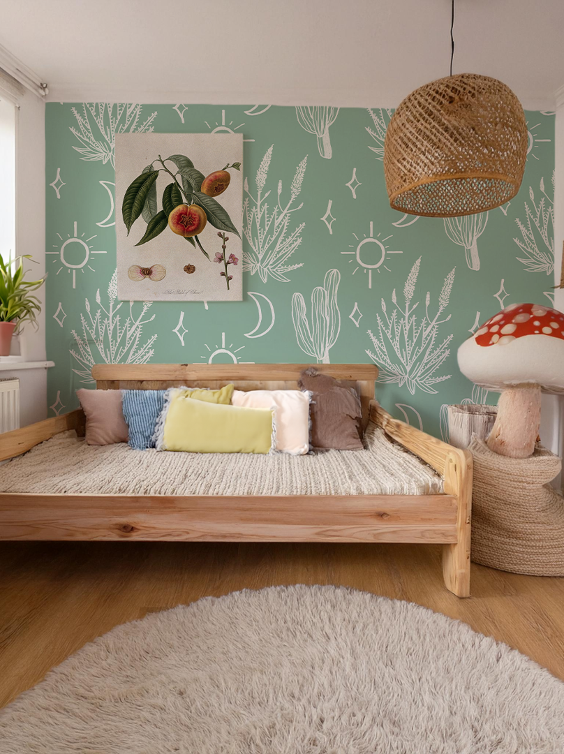 Desert Sky Wallpaper, mint and white