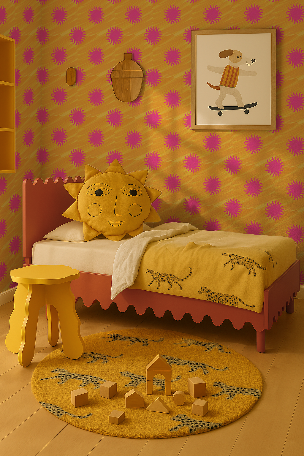 Sol Wallpaper, yellow and pink