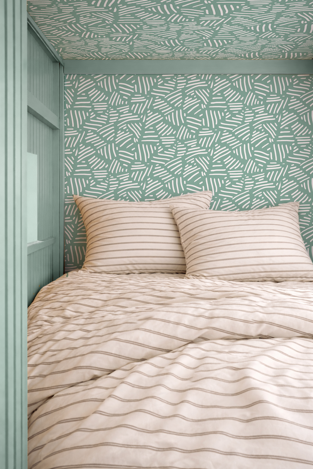Simple Stripes Wallpaper, mint and white
