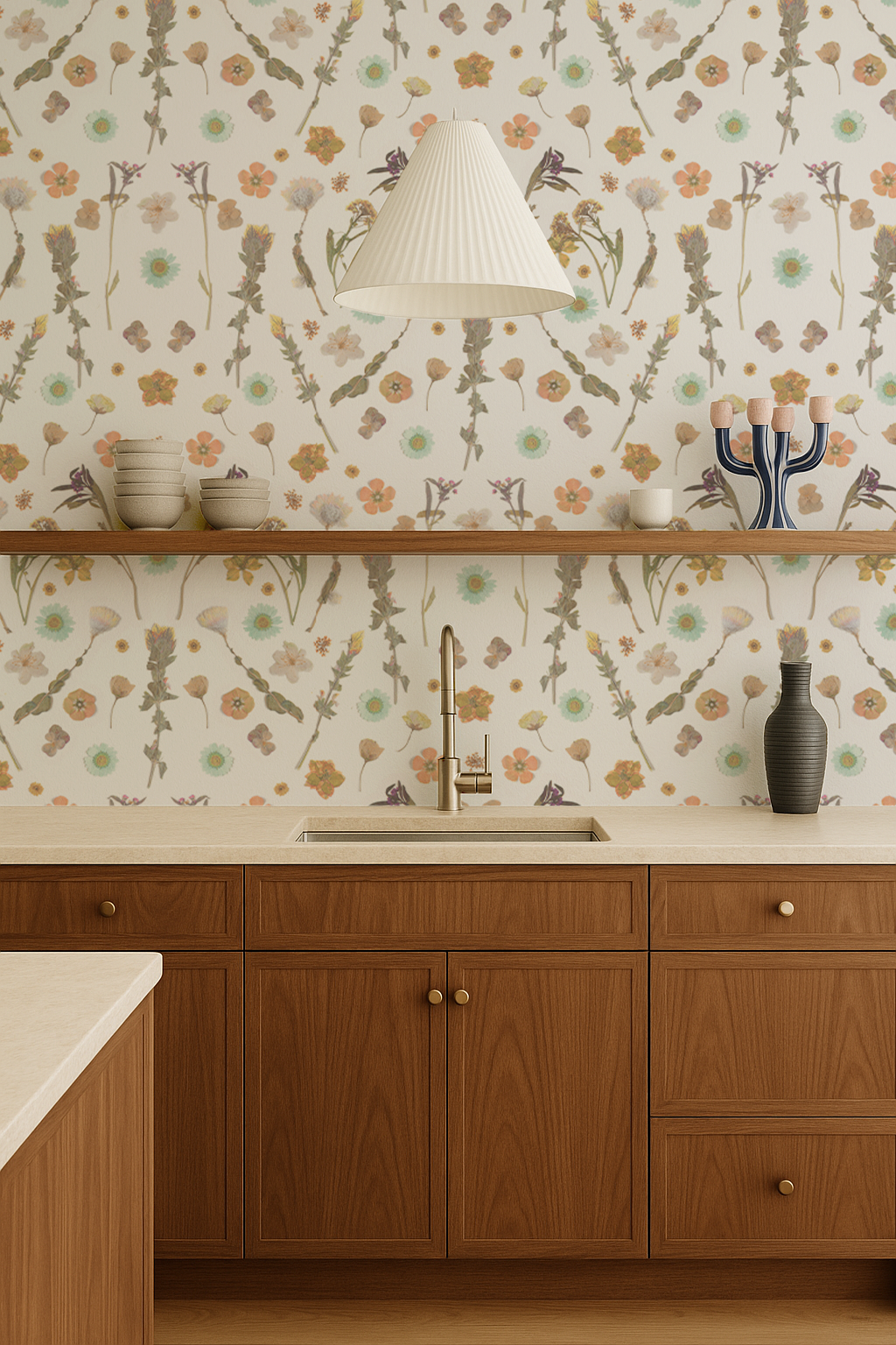 Pressed Fresh Version 02 Wallpaper, peach and mint