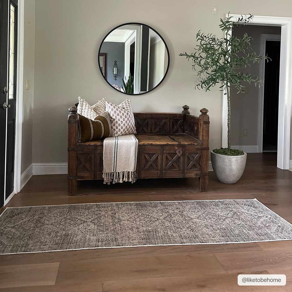 Barny Beige Flat Pile Washable Rug
