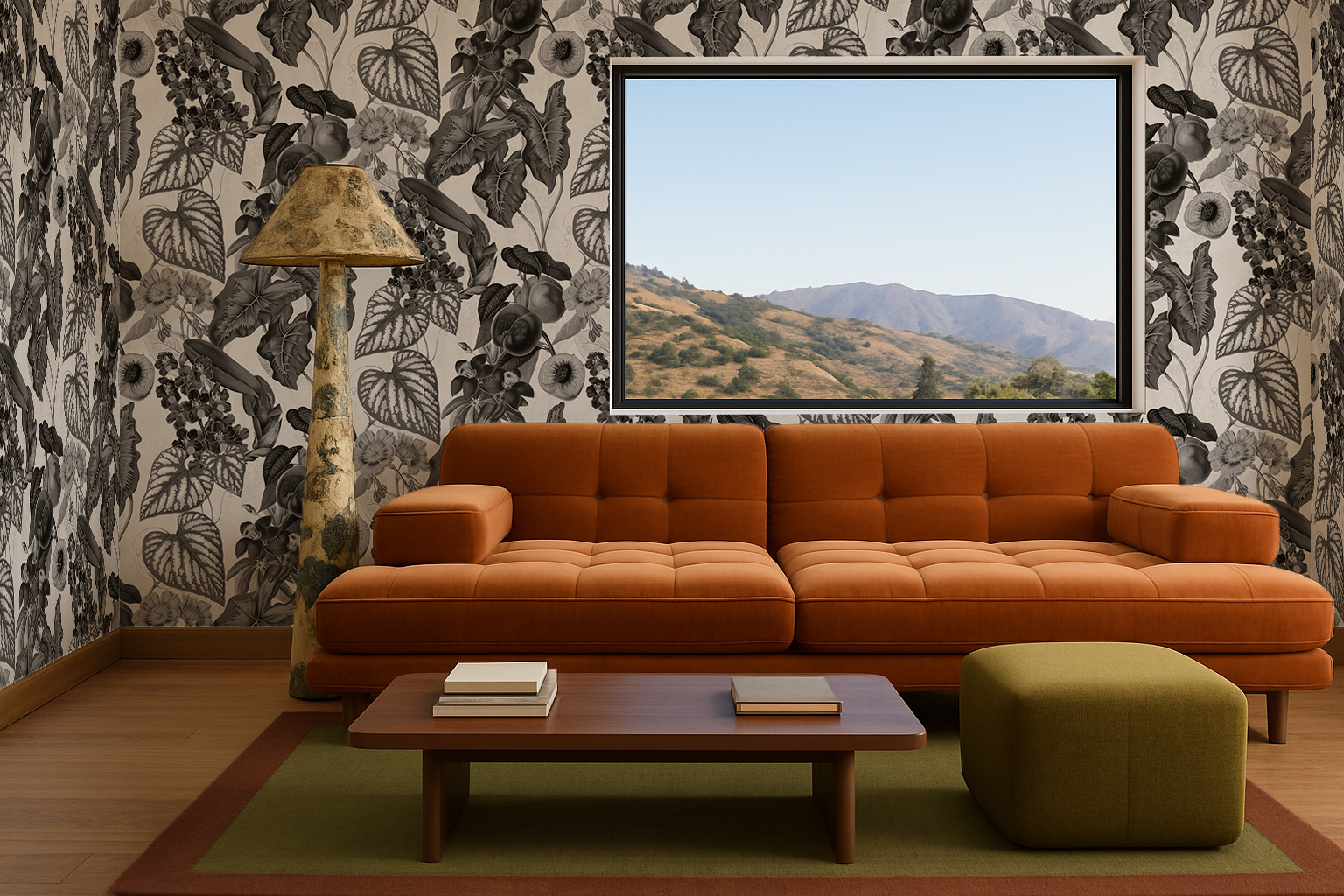 Cali Tropicale Wallpaper, off-white and black