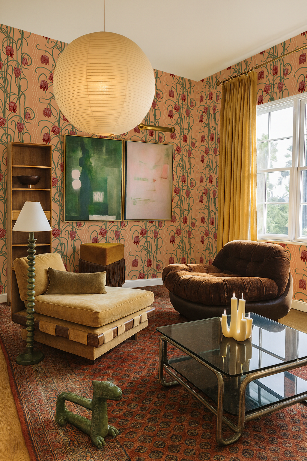 Campanas Wallpaper, peach and rust
