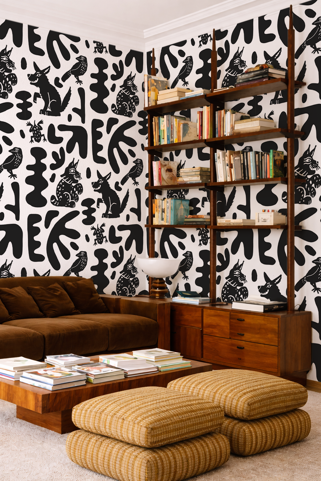 Abstract Animales Wallpaper, white and black