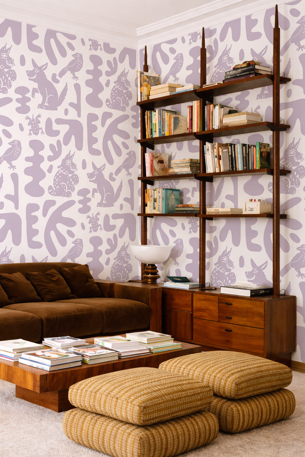 Abstract Animales Wallpaper, white and lavender