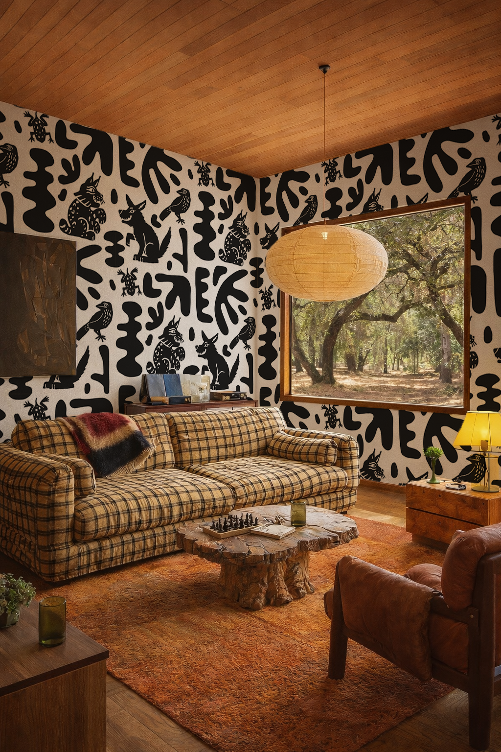 Abstract Animales Wallpaper, white and black