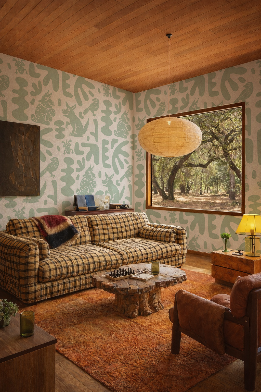 Abstract Animales Wallpaper, white and mint