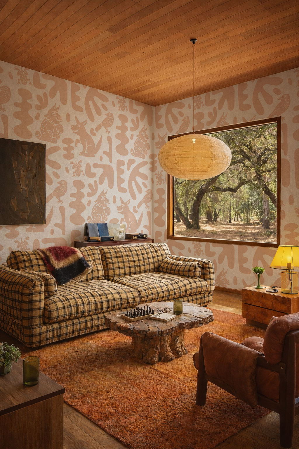 Abstract Animales Wallpaper, white and peach