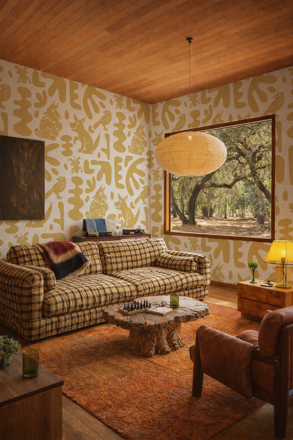 Abstract Animales Wallpaper, white and yellow