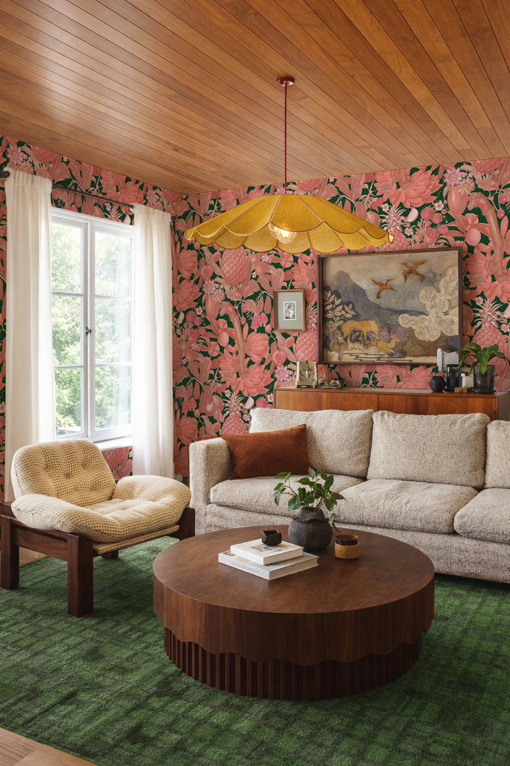 Juicy Fruit Wallpaper, dark green and pink