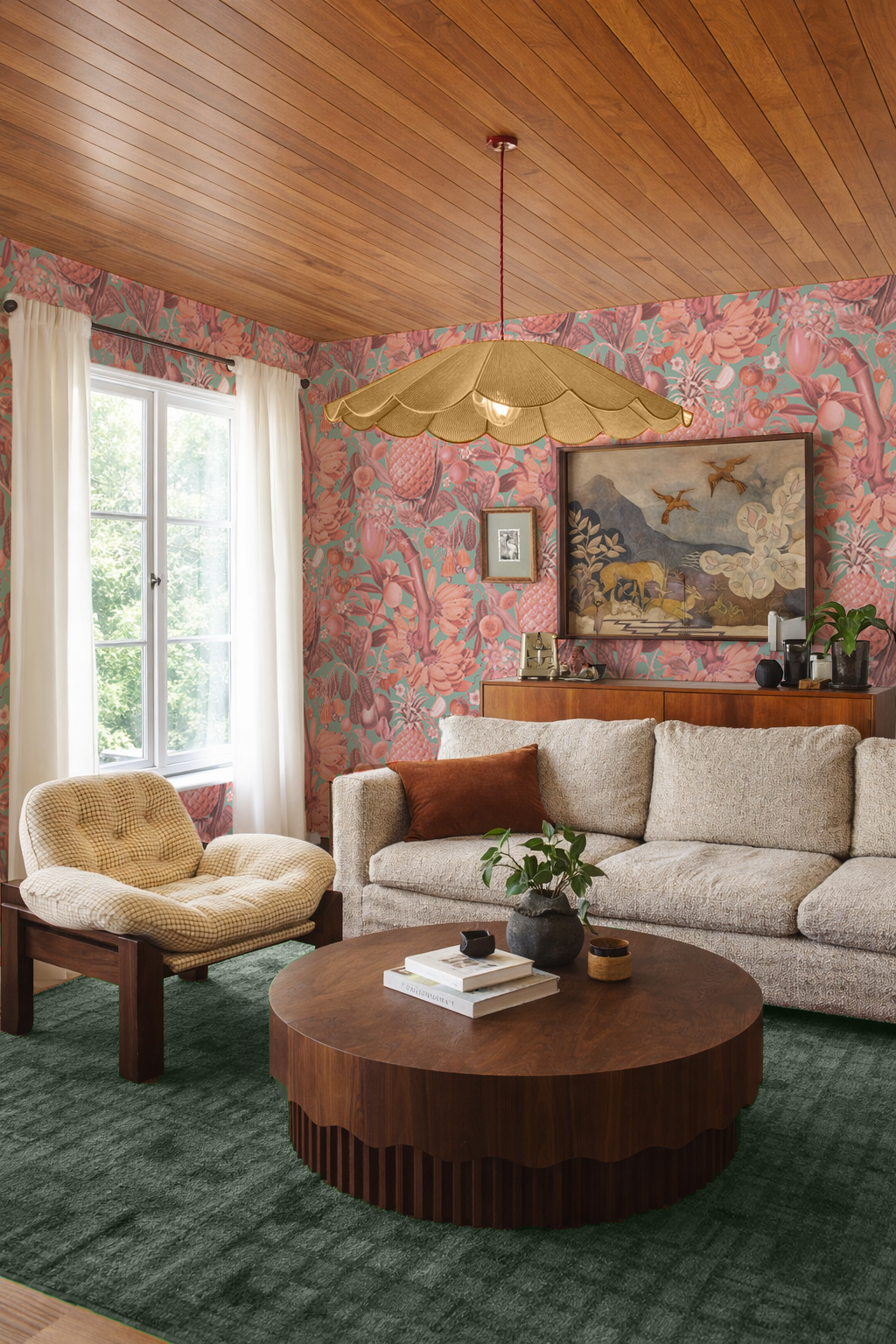 Juicy Fruit Wallpaper, mint and coral