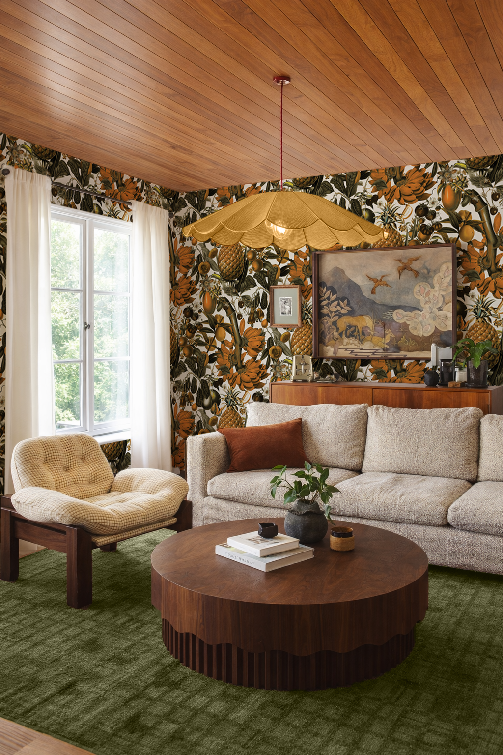 Juicy Fruit Wallpaper, white and mustard