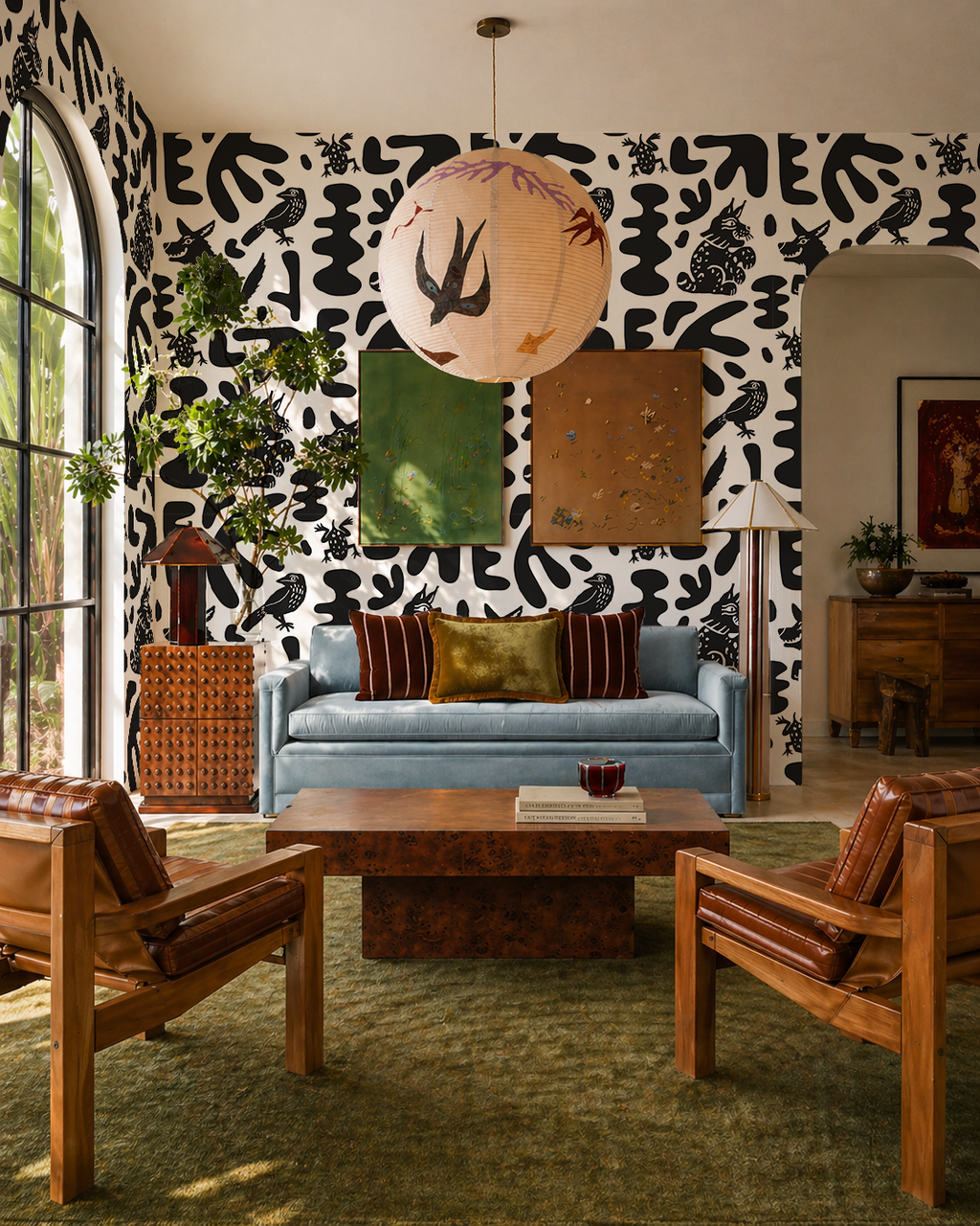 Abstract Animales Wallpaper, white and black