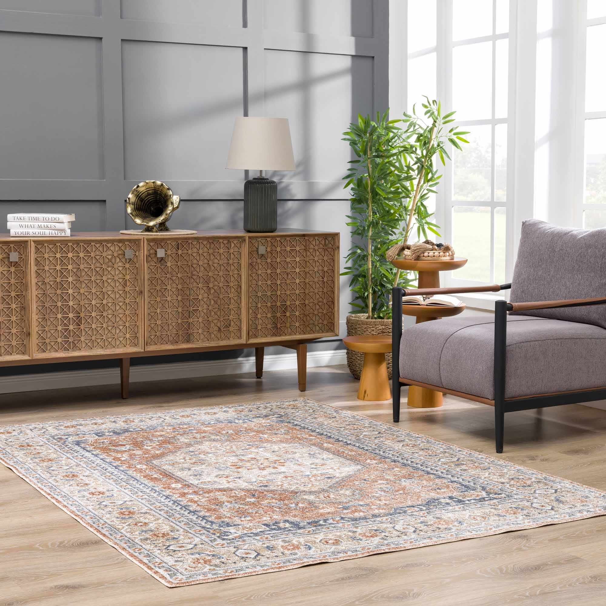 Gael Rust Boutique Washable Rug