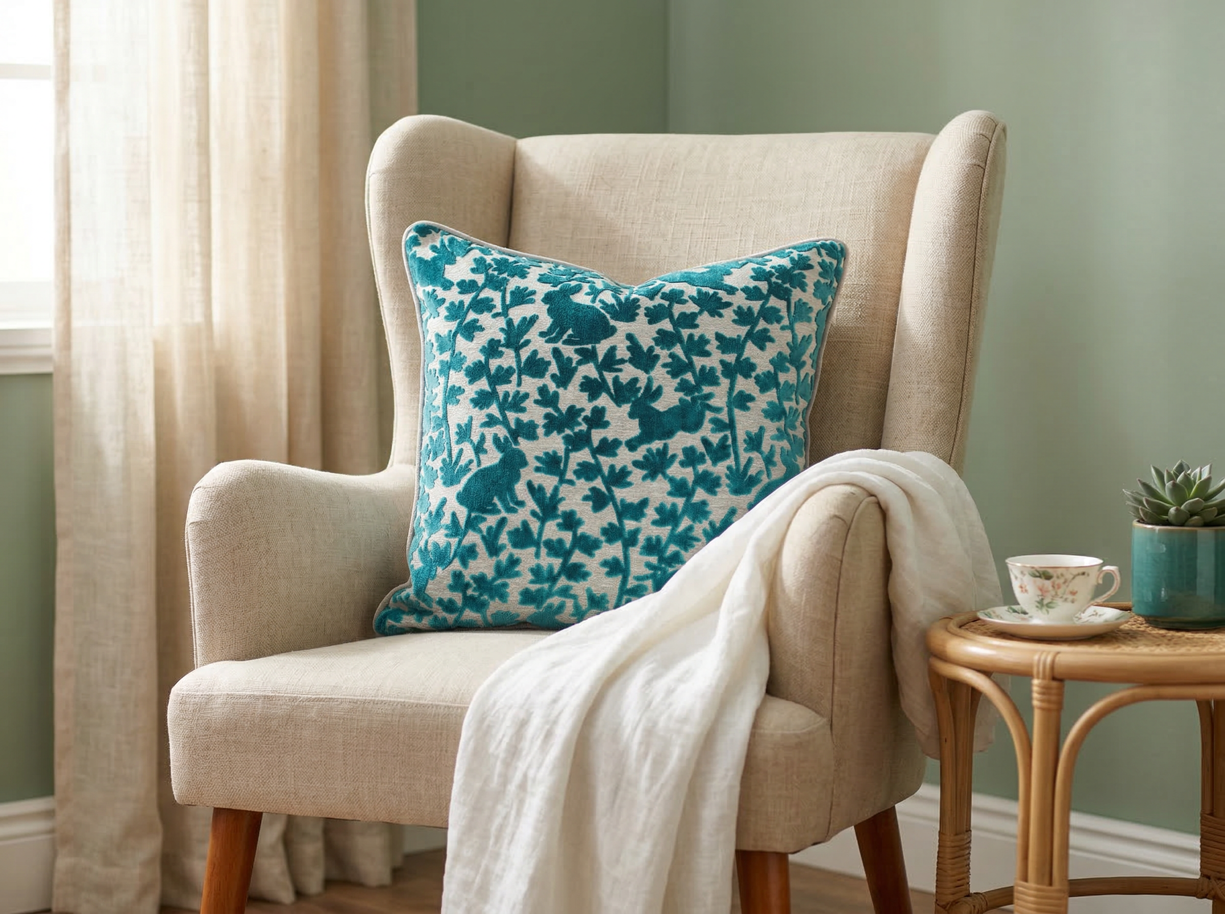 LUV BUNNY AZURE DUO 24" PILLOW