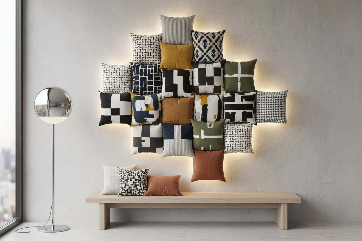 Modern decorative pillow wall