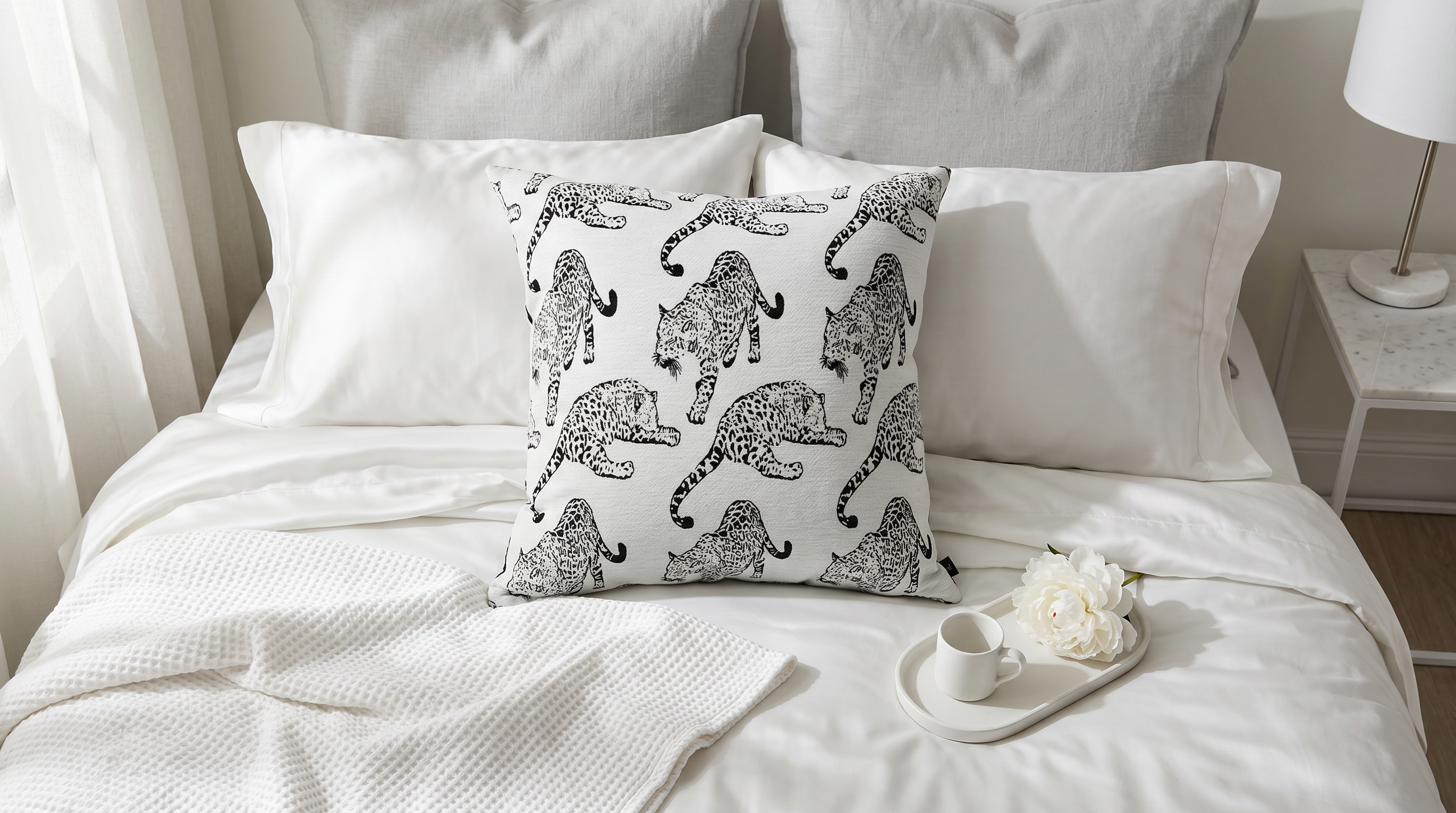 Nibo White Cheetah 24" Pillow