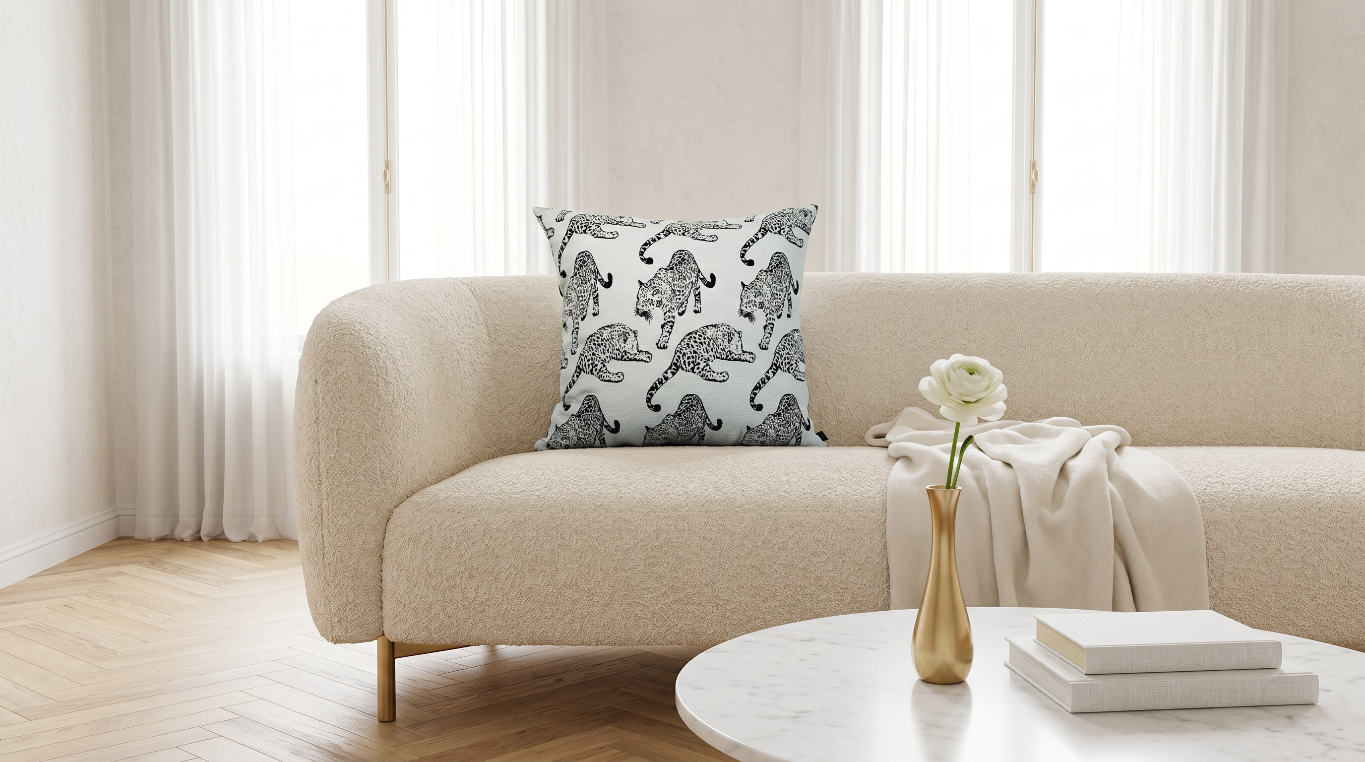 Nibo White Cheetah 24" Pillow