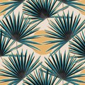 Palm Deco Wallpaper, blue and orange