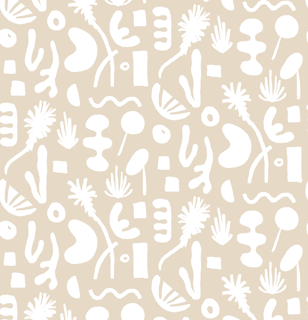 Pool Side Wallpaper, tan and white