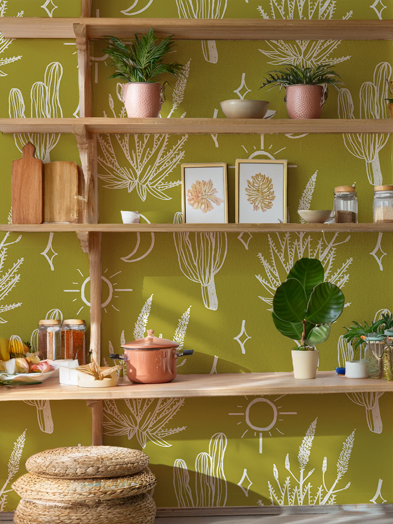 Desert Sky Wallpaper, chartreuse and white