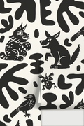 Abstract Animales Wallpaper, white and black