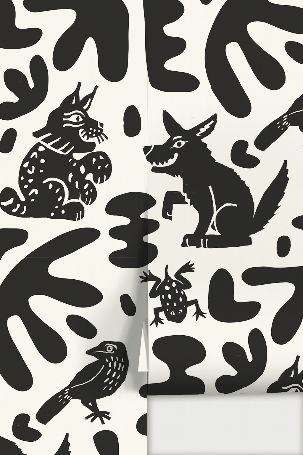 Abstract Animales Wallpaper, white and black