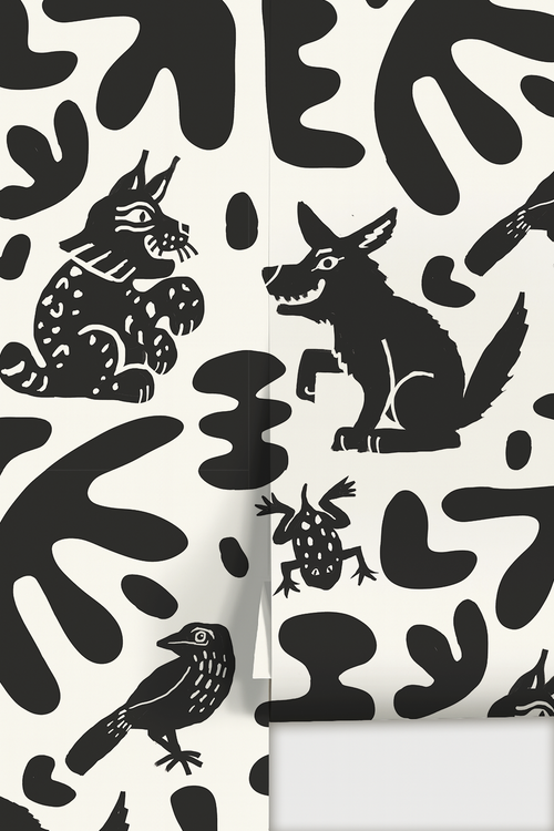 Abstract Animales Wallpaper, white and black