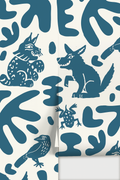 Abstract Animales Wallpaper, white and blue