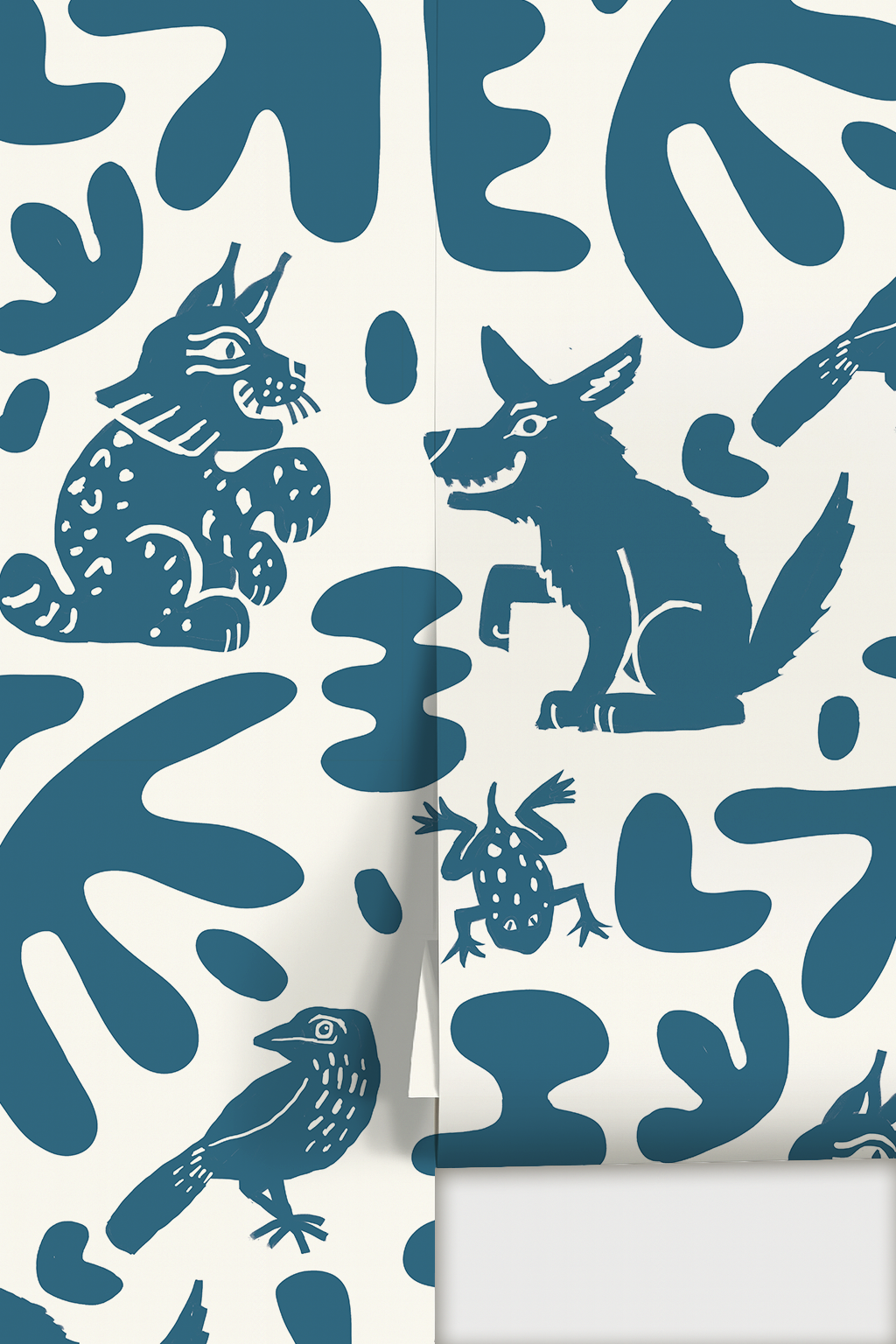 Abstract Animales Wallpaper, white and blue
