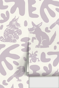 Abstract Animales Wallpaper, white and lavender