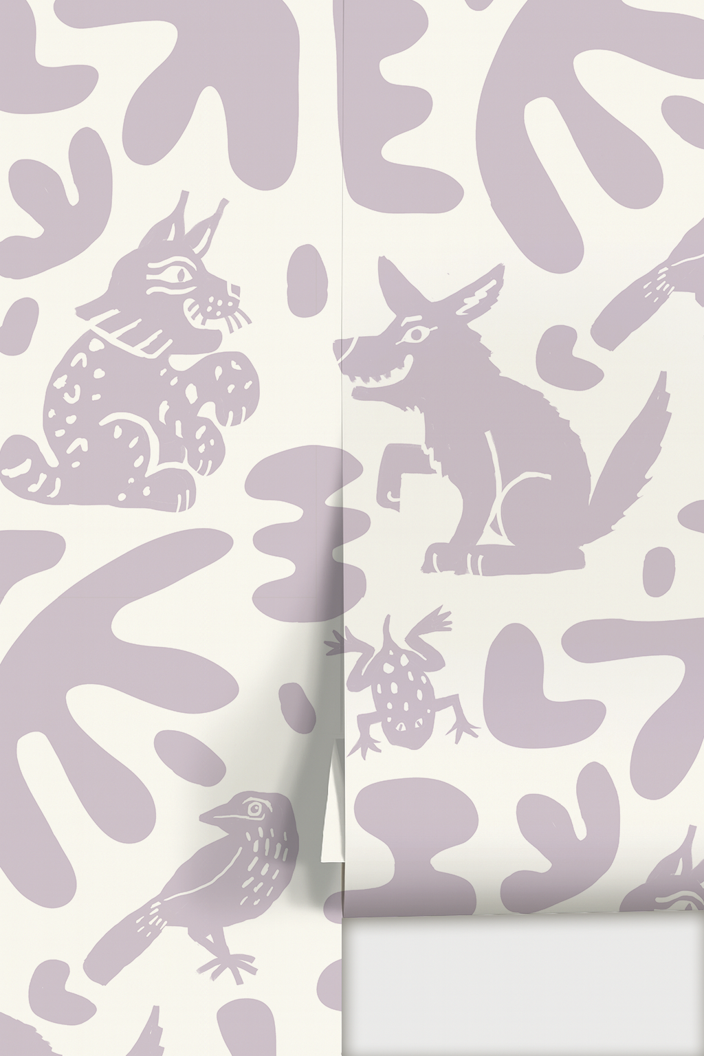 Abstract Animales Wallpaper, white and lavender