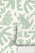 Abstract Animales Wallpaper, white and mint