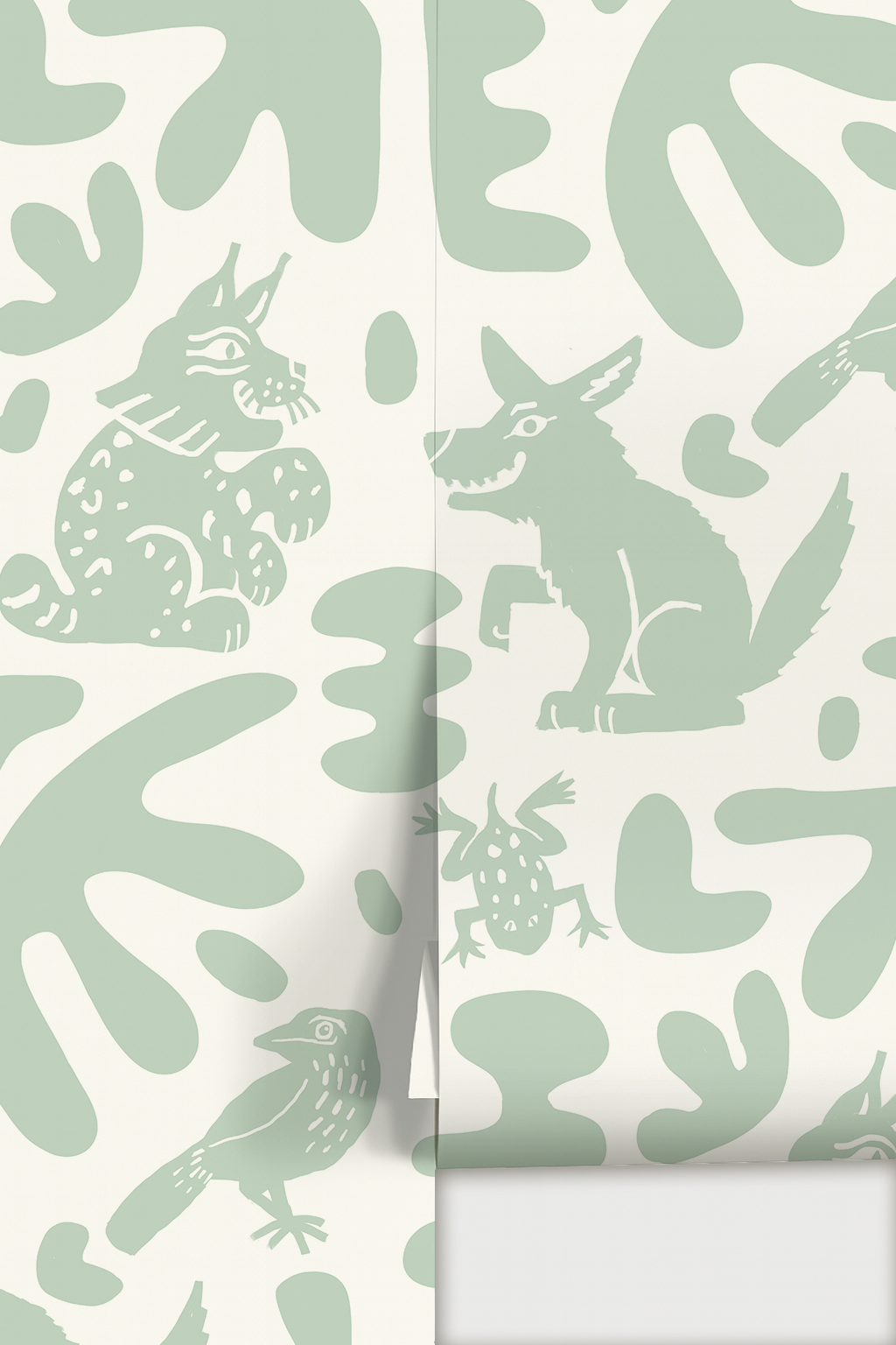 Abstract Animales Wallpaper, white and mint