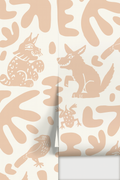 Abstract Animales Wallpaper, white and peach