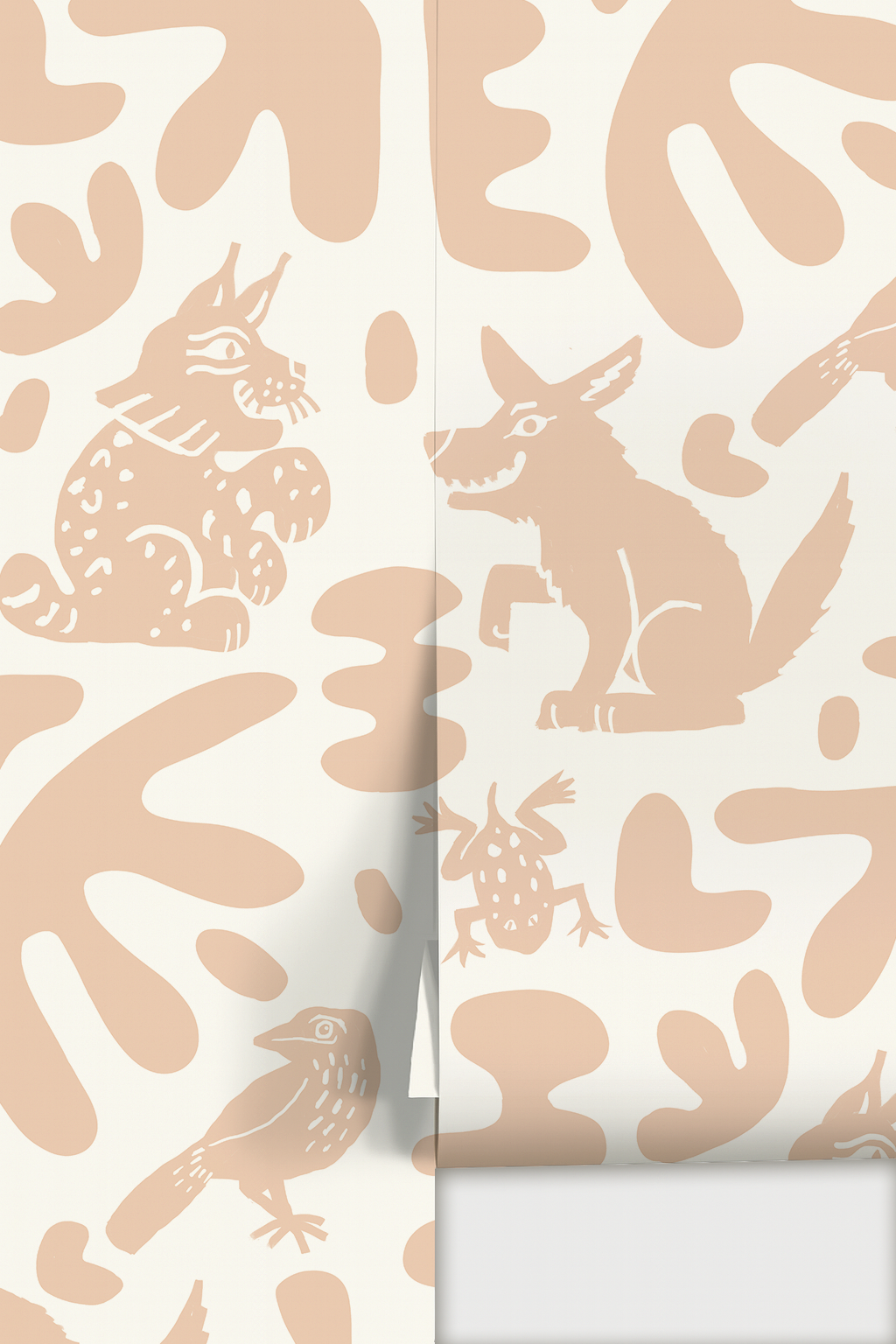 Abstract Animales Wallpaper, white and peach