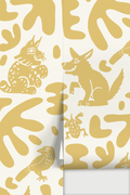 Abstract Animales Wallpaper, white and yellow
