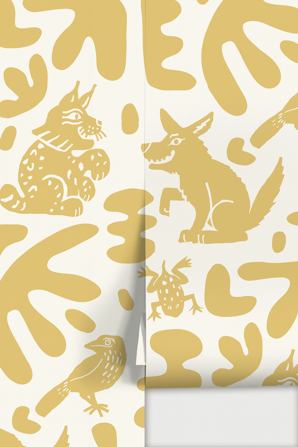 Abstract Animales Wallpaper, white and yellow