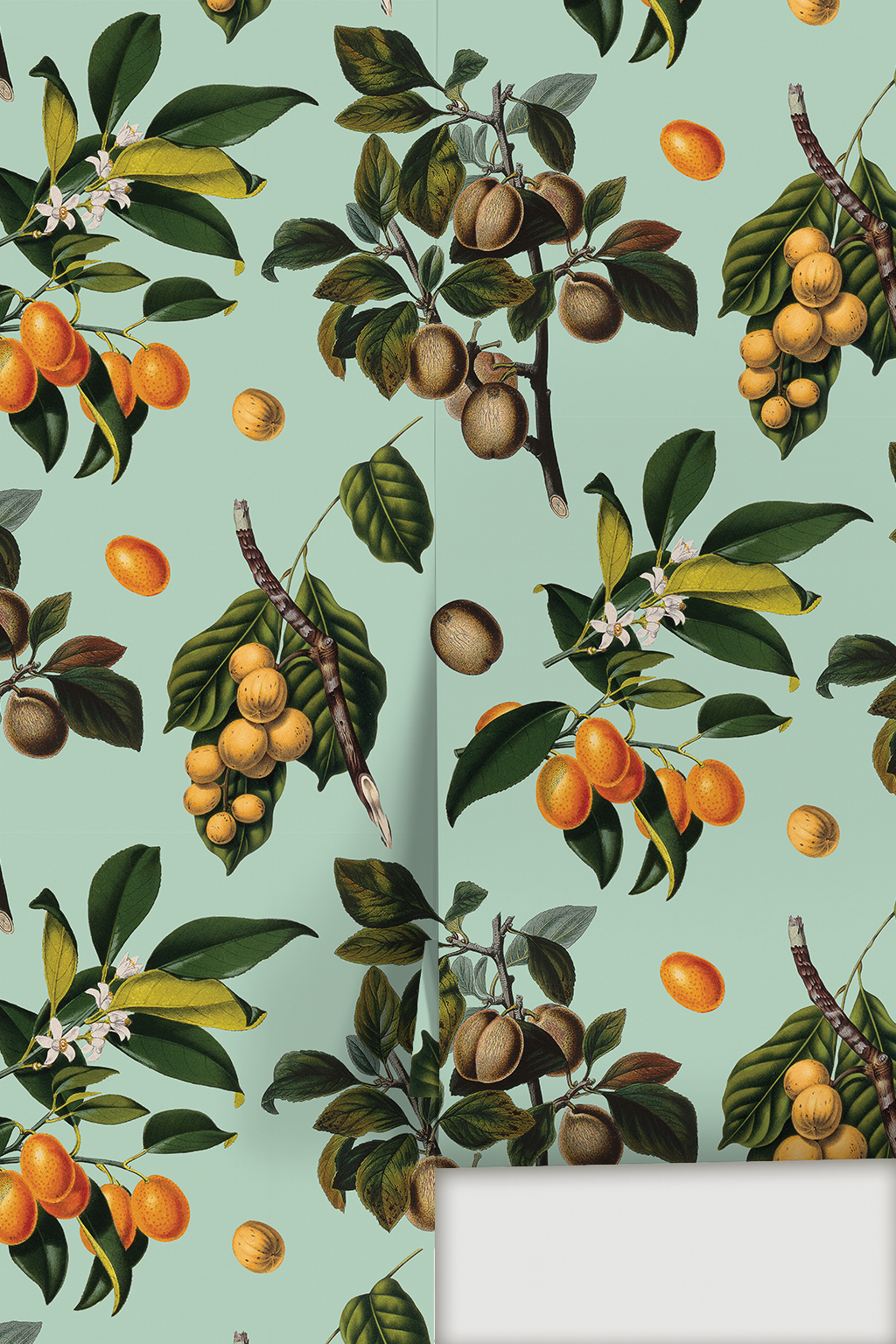 Vintage Orchard Wallpaper, robin egg