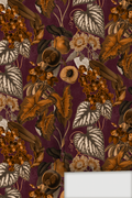 Cali Tropicale Wallpaper, eggplant and toffee