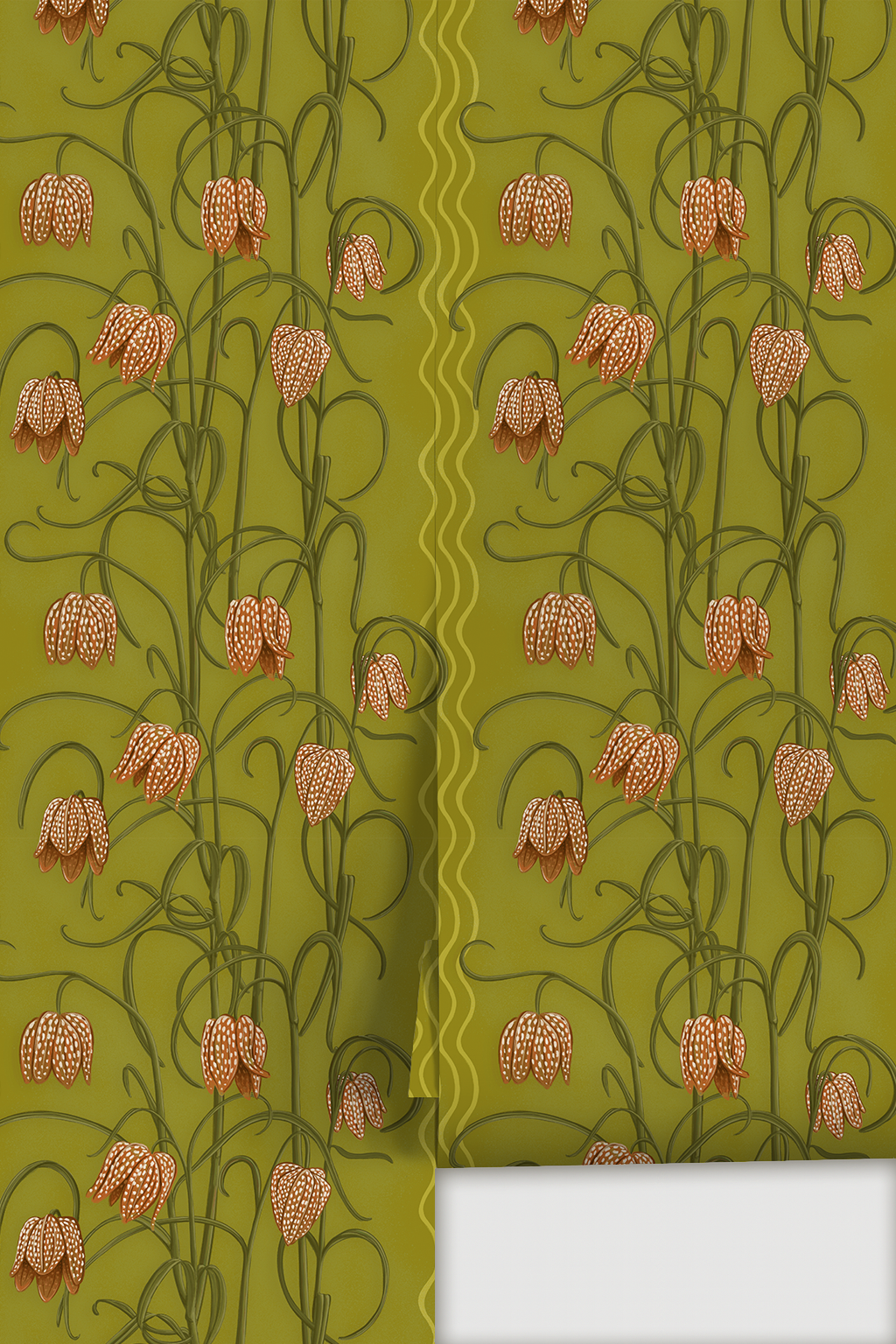 Campanas Wallpaper, chartreuse and orange