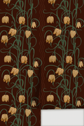 Campanas Wallpaper, chocolate and goldenrod