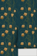 Campanas Wallpaper, dark blue and goldenrod