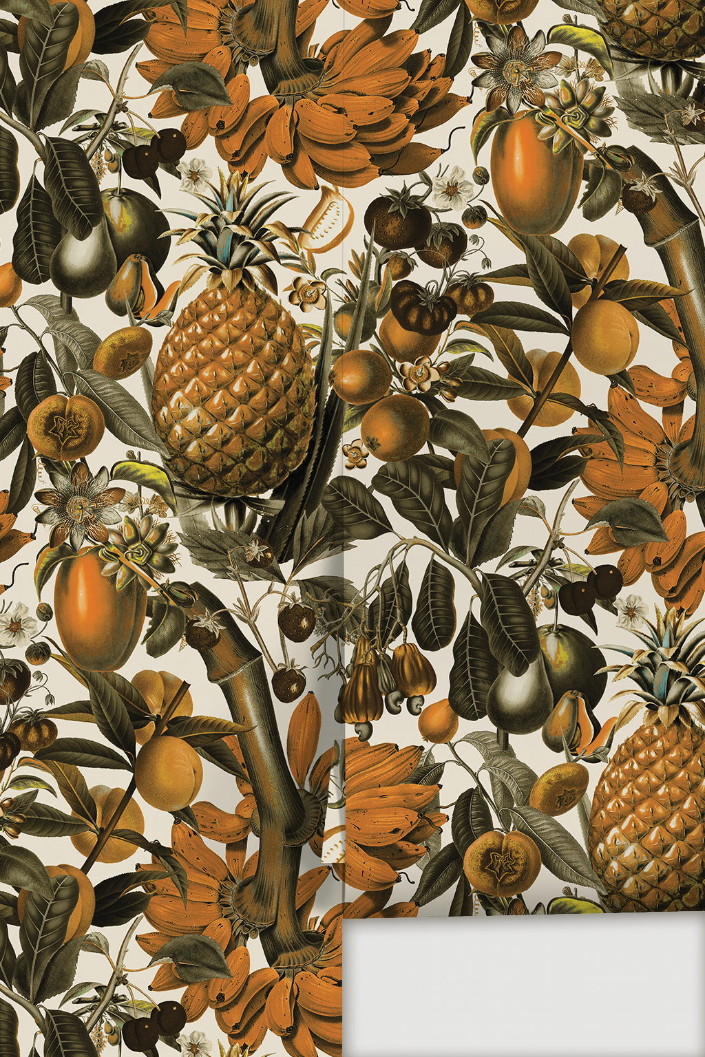 Juicy Fruit Wallpaper, white and mustard