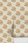 King Protea Wallpaper, neutral and apricot