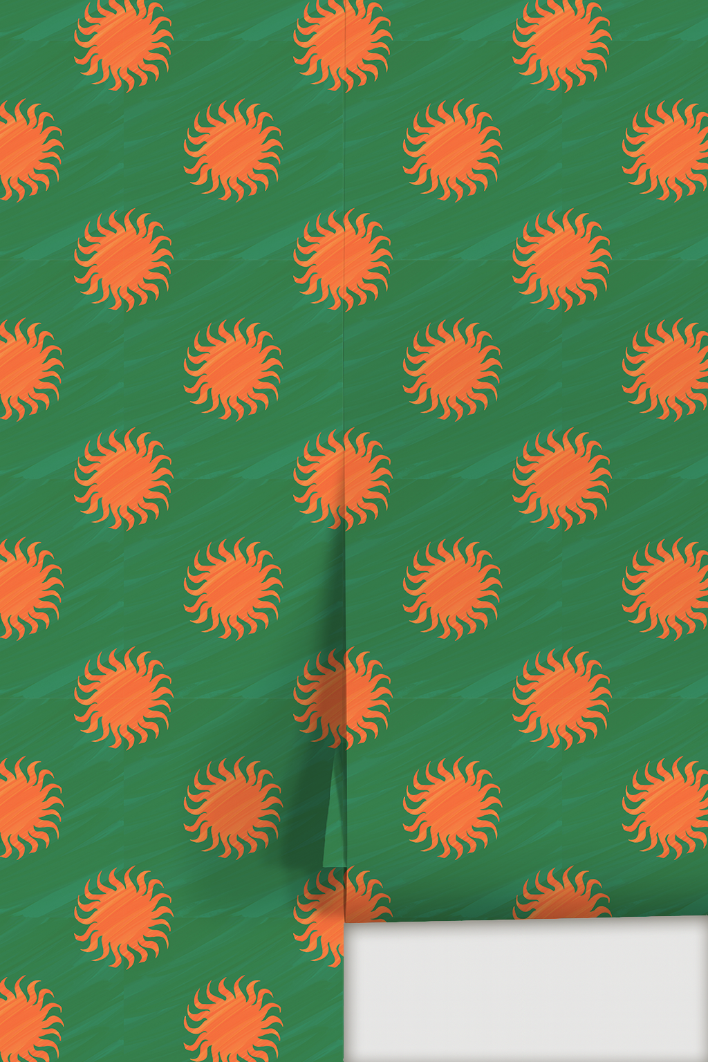 Sol Wallpaper, green and orange