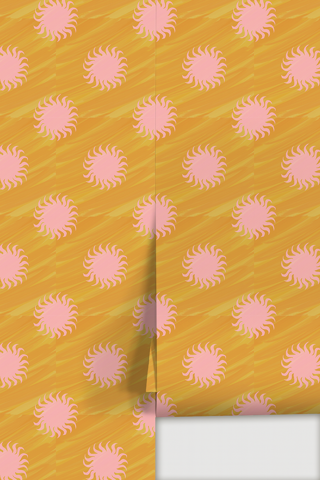 Sol Wallpaper, yellow and light pink