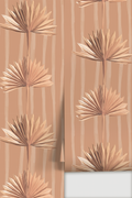 Stripey Palm Wallpaper, terra cotta