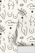 Neutral Nudes Wallpaper, white and black