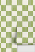 Checkers Wallpaper, olive green